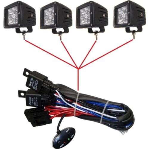 Car Cable Wire Wiring Harness Kit with 40A Dual Switch Relay Blade Fuse for 260W Auto Spotlight LED Light Bar Driving Work Lamps