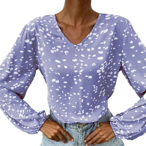Mode Vrouwen Blouses Women Shirt Printed V Neck Autumn Loose All Match Long Sleeve Pullover Blouse Tunic Tops for Dating