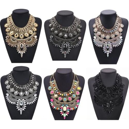 Large Collar Big Choker Necklace Women Boho Vintage Statement Maxi Necklace Femme Indian Ethnic Crystal Necklace Jewelry 2020