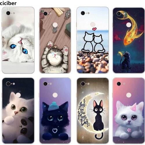 Lovely Cat Phone Case For Google Pixel 5 4a 4 3a 3 2 XL Soft Silicone TPU Cover for Pixel 5XL 4XL 3XL 2XL Protection Back Fundas