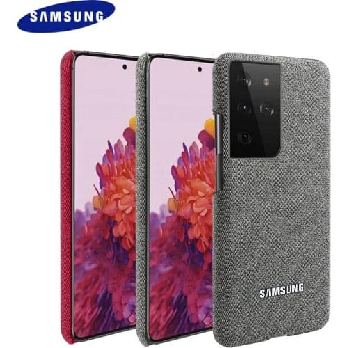 For Samsung Galaxy S21 Plus Ultra S30+ Case Cloth Texture Woven Phone Cover Hiha Canvas Pattem Standing Back Protective Shell