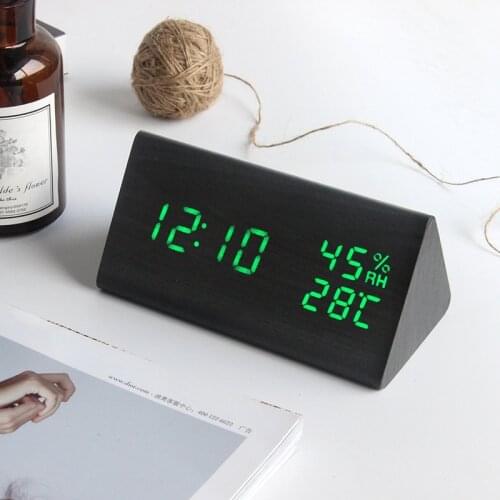 LED Wooden Alarm Clock Watch Table Voice Control Digital Wood Despertador Electronic Desktop USB/AAA Led Clocks Table Decor