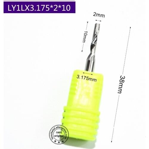 3.175mm*2mm*10mm,Single Flute Spiral end mill cnc solid carbide aluminum engraving milling cutter,aluminum composite panel