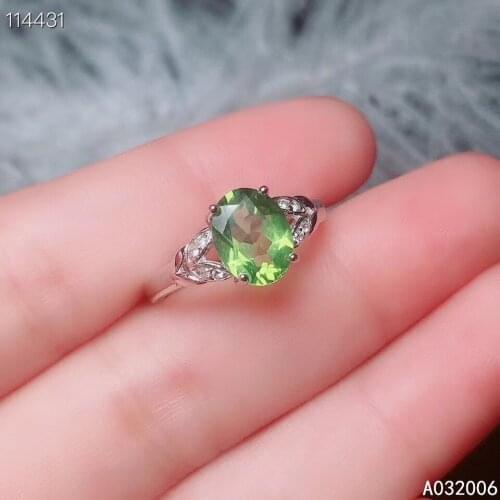 KJJEAXCMY fine jewelry 925 sterling silver inlaid natural Peridot ring delicate new female gemstone ring popular support test