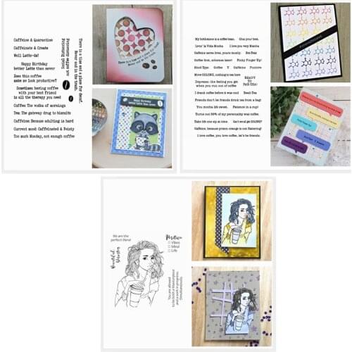 Cool Girl With Coffee Words Sentences Phrase Clear Transparent Stamps For DIY Scrapbooking Making Template 2020 Hot Sale