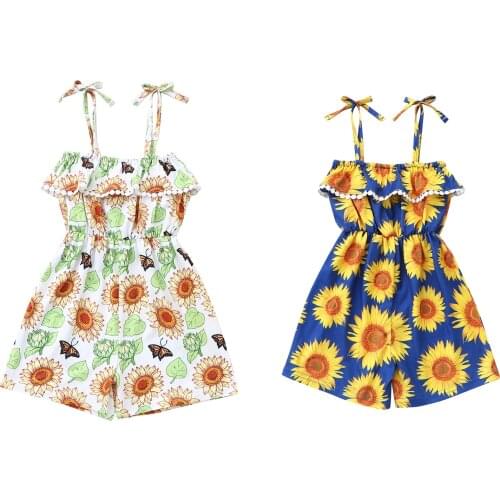 Summer Baby Girl Clothes Infant Kid Baby Girl Floral Printed Ruffle Romper Sleeveless Jumpsuit Playsuit Clothes 1-6 Years