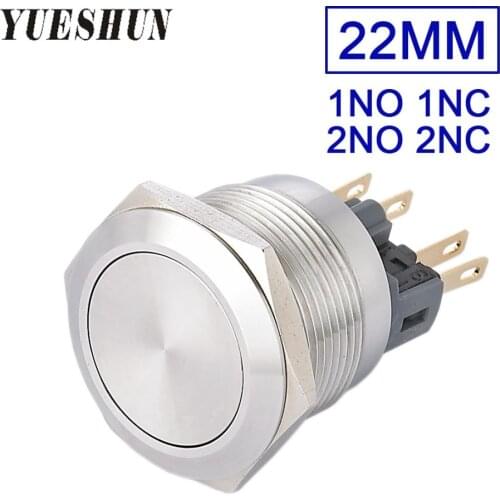 YUESHUN 22mm Metal Push Button Switch Start Anti Vandal Momentary 1NO 1NC Push Button waterproof Stainless Steel Switch