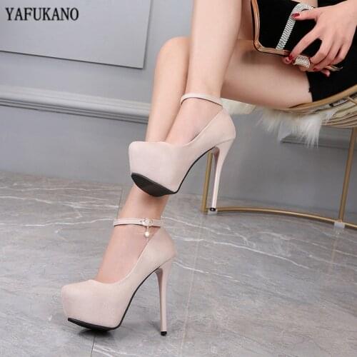Fashion Sexy Platform High Heels Round Toe Flock Pumps Nightclub Models Catwalk Single Shoes Spring Thin Heels Womens Shoes