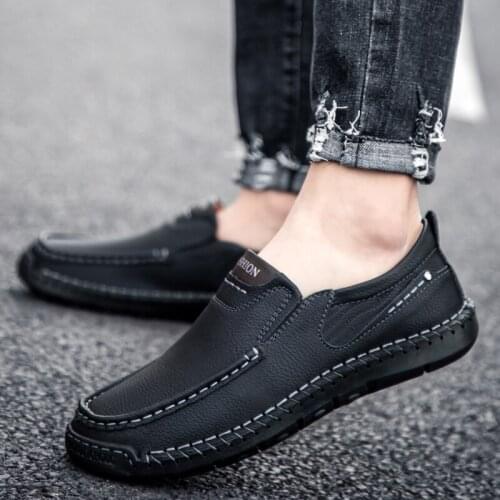 2021 Casual Slip on Formal Loafers Genuine Leather Shoes Men Loafers Soft Cow Leather Men Casual Male Footwear Slip-on Loafers