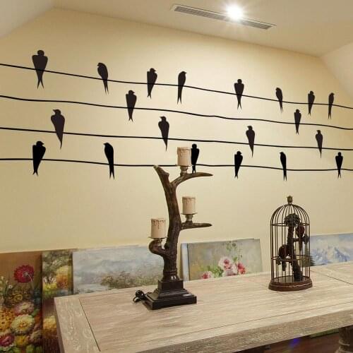 Cartoon Cute Telephone Pole Birds Wall Sticker For Kids Rooms Bedroom Living Room Home Decor Poster Removable Vinyl Wall Decals