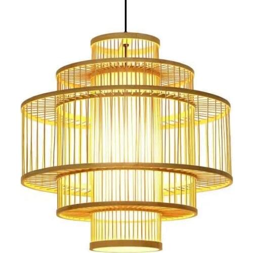 New Chinese style bamboo chandelier Zen Restaurant box tea room antique lantern Chinese style lamps