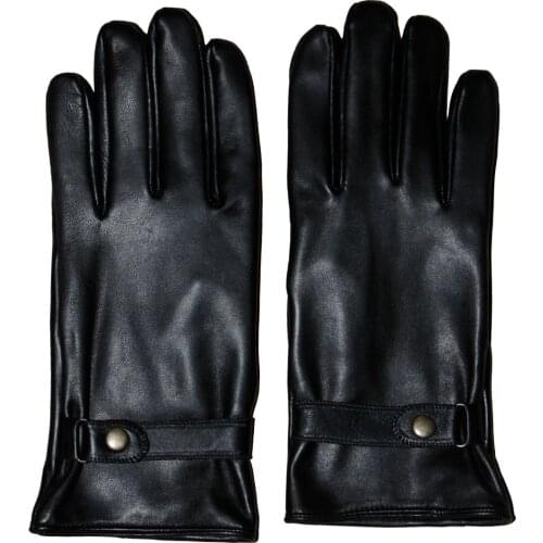 Fashion Driving Gloves Mens Leather Genuine Sheepskin Leather Gloves Autumn Winter Warm Full Finger Black Gloves High Quality