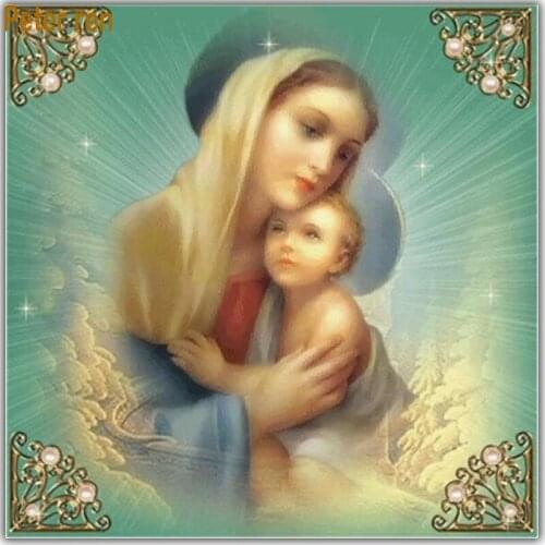Peter ren DIY Diamond painting Jesus Diamond embroidery religion Happy motherly love 3d square icon Full Diamond Mosaic pictures