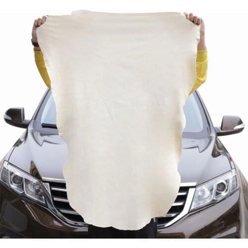 1pc Natural Elastic Shammy Chamois Leather Car Cleaning Towels Irregular Free Shape Drying Washing Care Polishing Cloth 45x60cm