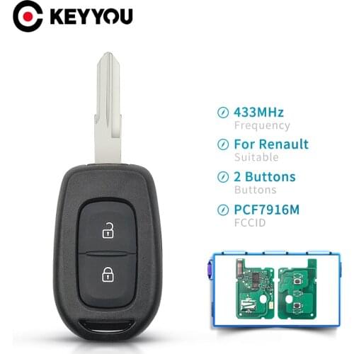 KEYYOU 10x Remote Car Key 433mhz for Renault Sandero Dacia Logan Lodgy Dokker Duster Trafic Clio4 Master3 PCF7961M Chip