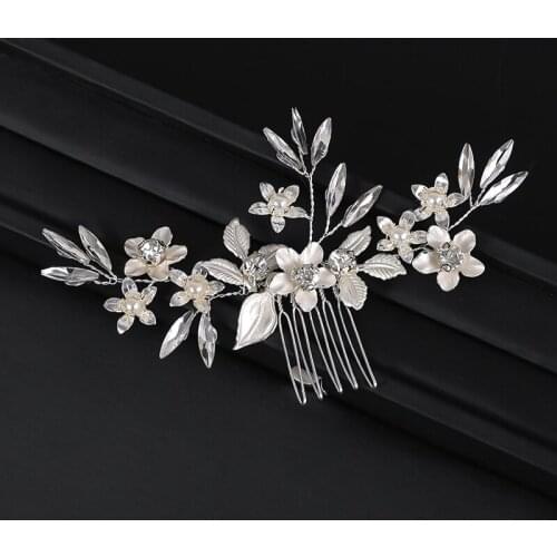 Silver Color Rhinestone Flower Hair Comb Hair Accessories For Women Wedding Hair Jewelry Decoration