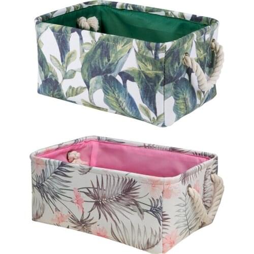 Ins Nordic Fresh Leaves Flowers Folding Storage Fabric Storage Basket Home Garden Home Storage Organization