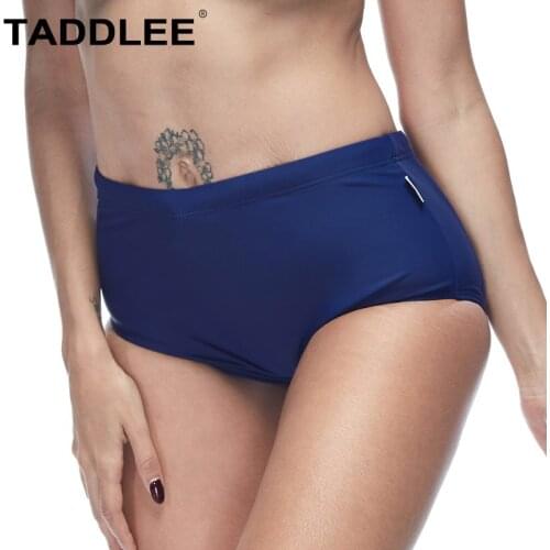 Taddlee Brand Swimsuits Womens Swim Brief Bikini Full Coverage Basic Classic Cut Bathing Suits Swimwear Solid Blue Color Bottom