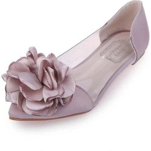 Dropshipping 2019 New Soft Comfortable Shoes Sweet Flower Pointed Womens Shoes Flat Heel Single Shoes Shallow Mouth Flat Shoes