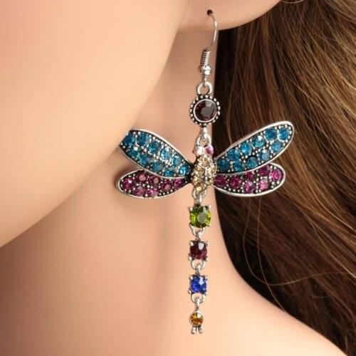 Gorgeous Colors Dragonfly Silver Hook Earrings for Women Anniversary Gift Bride Engagement Wedding Fine Jewelry