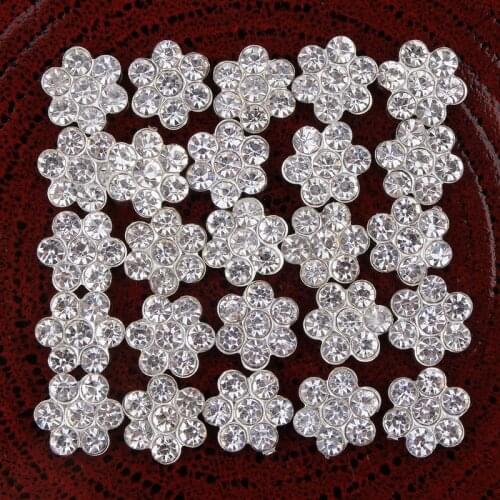 30PCS Handmade Vintage Metal Decorative Buttons Crystal Pearl Flower Center Alloy Flatback Rhinestone Buttons Craft Supplies