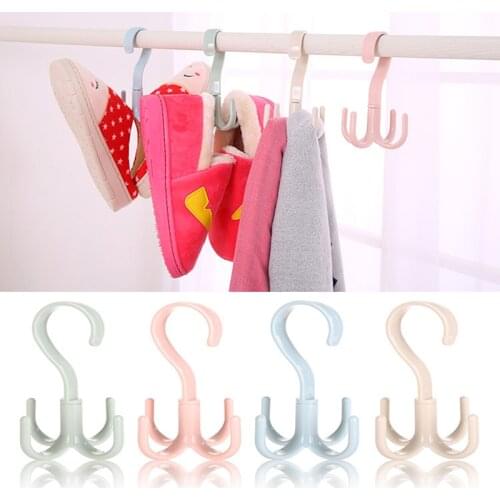 Rotatable Four-claw Hooks Multi-Functional Coat Hook Household Wall shoes Bag Tie Rack Punch-Free Scarf Storage Rack Wall Hook