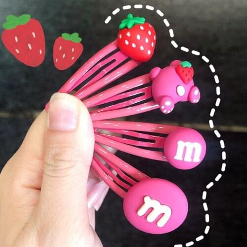 1pc Rose Red Bear BB Hair Clip Lovely Strawberry Hairpins Hair Clips For The Women Hair Barrettes Pins Snap Alligator