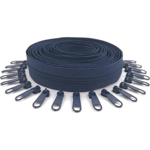 10 Meters Zipper by the Yard Nylon Coil Zippers with 20pcs Zipper Slider for purses, bags and other sewing projects