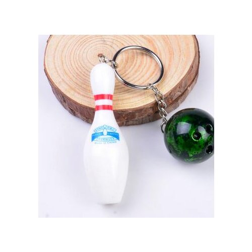 100pcs/lot bowling keychain lover plastic bowling key ring unisex candy color casual bowling key ring