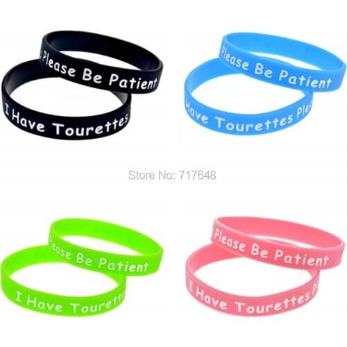 100pcs I Have Tourettes Please Be Patient wristband silicone bracelets free shipping by epacket A
