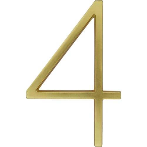 127mm Golden Floating Modern House Number Satin Brass Door Home Address Numbers for House Digital Outdoor Sign Plates 5 In. #B