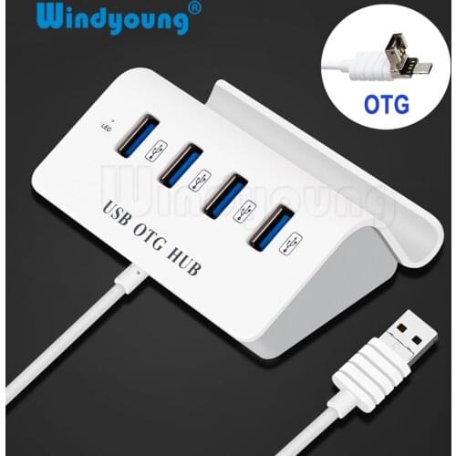 2 in 1 4 Port Micro USB Hub High Speed OTG Hub Multi USB Splitter for Samsung Xiaomi Andriod Phone Macbook PC with Phone Holder