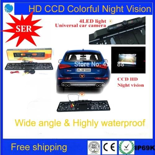 2019 New! HD CCD Wide 170 degree View Angle EU European Car License Plate Frame Parking Reversing Camera Night Vision Waterproof