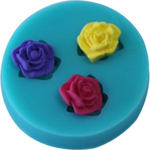 Free Shipping Silicone Fondant Molds Cake Tools Stand Three Smalle Flower Shaped Green Ruond Outside Cookies Tool