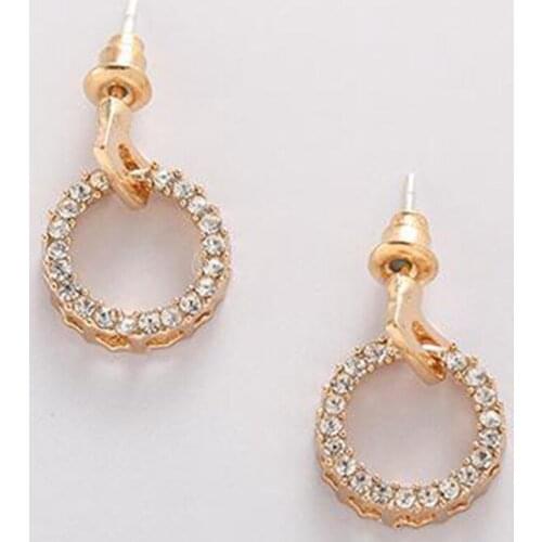 Full Crystal Zircon Glitter Circle Round Earrings Rose Stud Earrings For Women