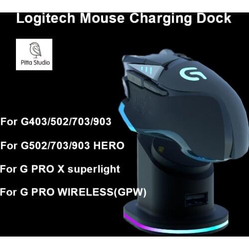 RGB Pitta Studio Logitech Charging Dock Mouse Power Stander For G Pro X Superlight G 403 502 703 903 HERO Pro WIRELESS (GPW)