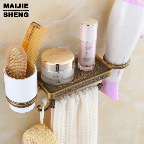 Mobile phones towel rack toilet paper holder tissue boxes shelf Antique bathroom paper phone holder with blower shelf bathroom