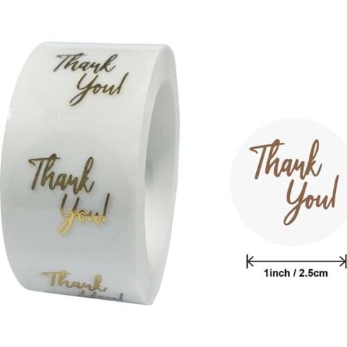 50-500pcs Labels 1inch Clear Gold Foil Thank You Stickers For Wedding Pretty Gift Cards Envelope Sealing Label Stickers