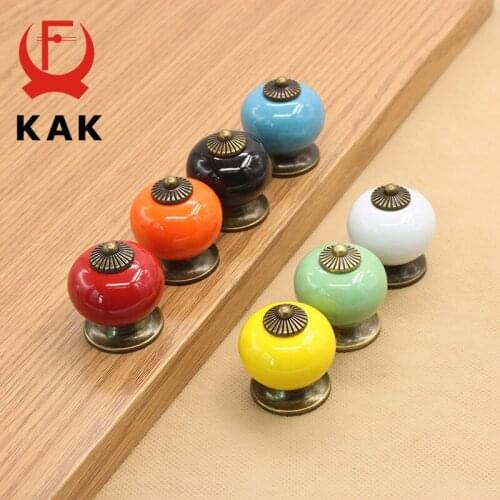 KAK Colored Ceramic Drawer Knobs Cabinet Cupboard Handles Simple Design Knobs Single Hole Handles Furniture Hardware
