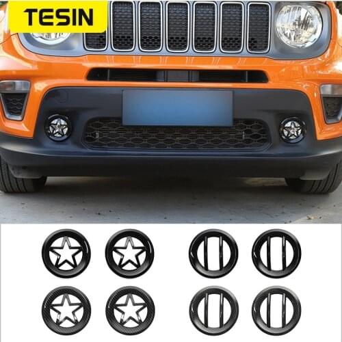 TESIN Lamp Hoods for Jeep Renegade 2019+ Car Front Fog Light Lamp Decoration Cover Stickers for Jeep Renegade 2019+ Accessories