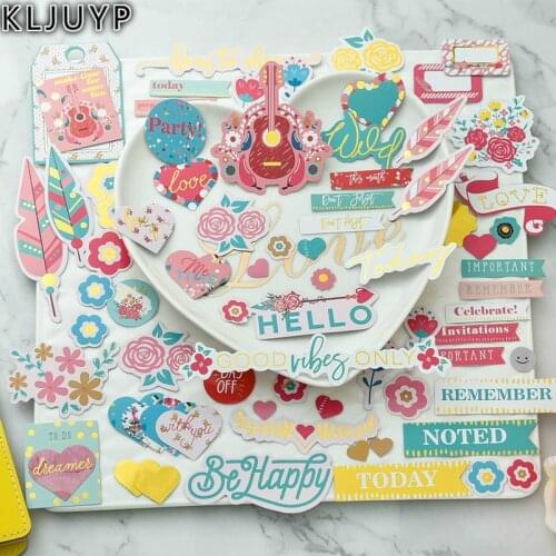 KLJUYP 65pcs Happy Today Colorful Cardstock Die Cuts for Scrapbooking Happy Planner/Card Making/Journaling Project