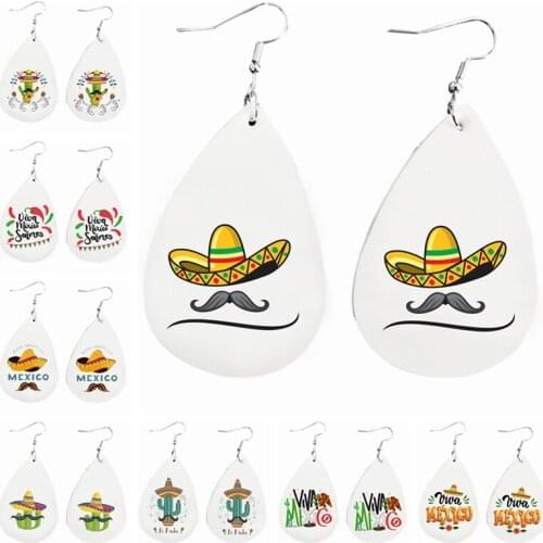 Diy Leather Teardrop Earrings For Mexican Fiesta Party Sombrero Gift