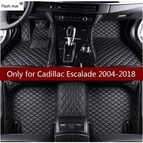 Flash mat leather car floor mats for Cadillac Escalade 5 seats 2004-2018 2019 Custom auto foot Pads automobile carpet covers