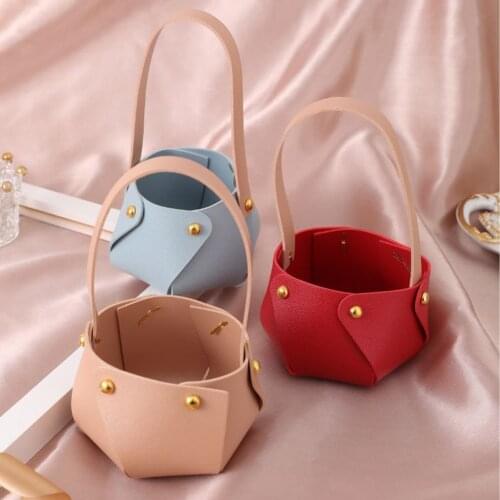 Creative Colorful Leather Portable Bag Candy Bag Candy Gift Box Candy Basket Jewelry Packaging Wedding Pouch Gift Bags