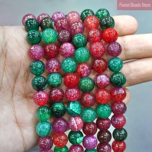 Natural Tourmaline Mixed Dragon Vein Onyx Agates Round Beads DIY Bracelet Necklace for Jewelry Making 15"Strand 4 6 8 10 12 14MM
