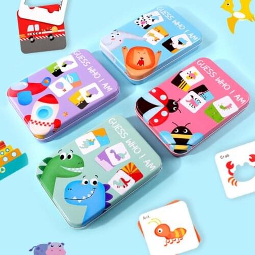 Cartoon Animal Fruit Vehicle Jigsaw Puzzle Pairing Cards Educational Kids Toy