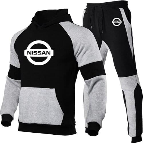New 2021 Spring Autumn Mens hoodie Nissan car Logo print casual Spring Autumn High Quality Cotton Mens Sportswear Suit 2Pcs