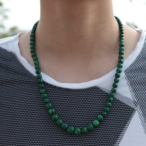 Noter Minimalist Necklace Men Natural Obsidian Malachite Tiger eye Stone Necklace Hiphop Rock Long Necklace Accessories Man Gift