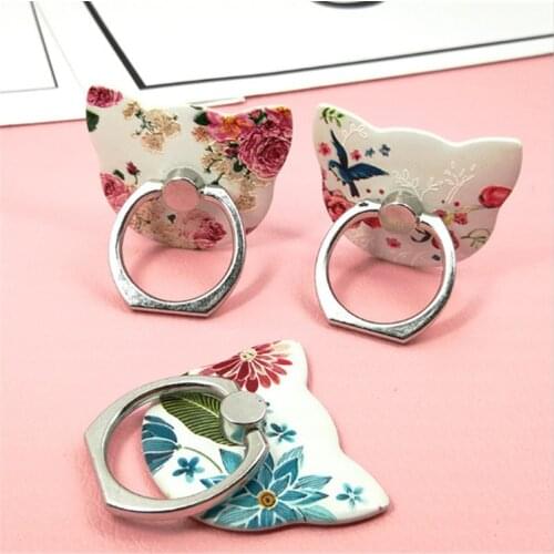 New Design Universal ABS cute mobile phone holder Stand Rings Ring Unique Flowers Birds Cat Series Smartphone Tablet Support