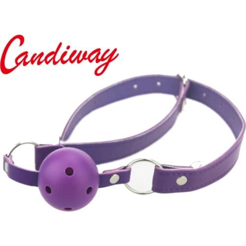 Candiway BDSM Mouth Ball Gag PU Leather fetish Mouth Gag Oral Fixation Stuffed Adult Games Flirting Sex Toys for women men